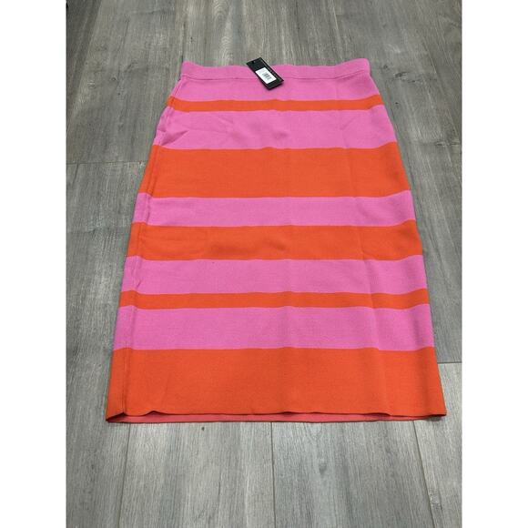 NWT Sachin & Babi Carson Knit Skirt Pink Orange Striped Midi Skirt Size Large - Picture 3 of 10